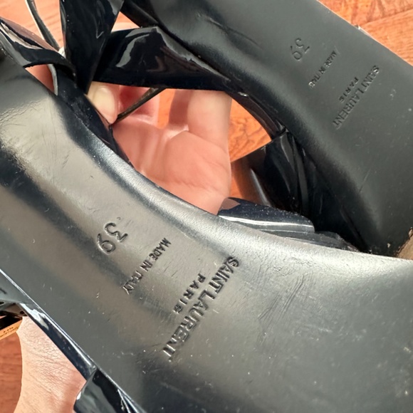 Saint Laurent Tribute Patent T-Strap Platform Sandals - Picture 2 of 10